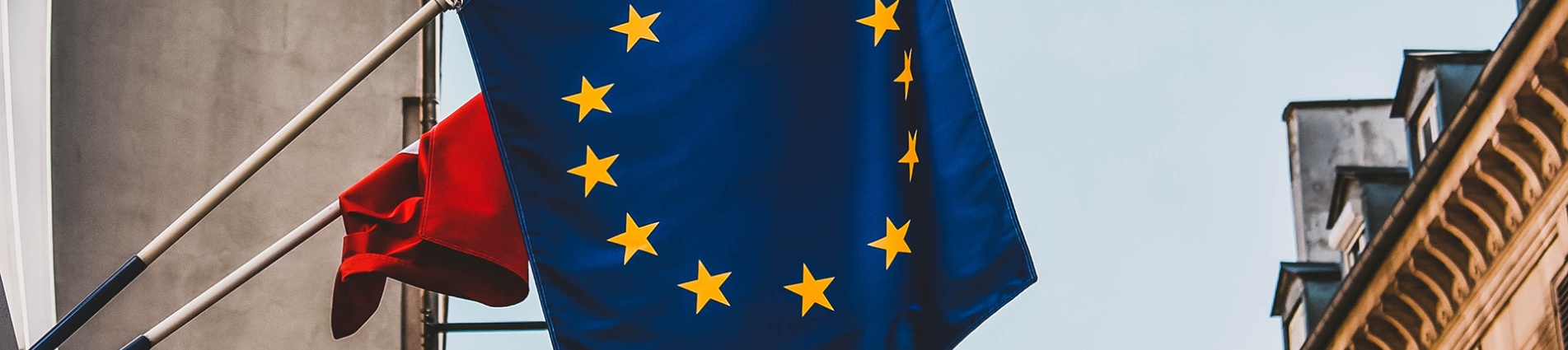 Bandiere su un edificio amministrativo Bandiere su un edificio amministrativo